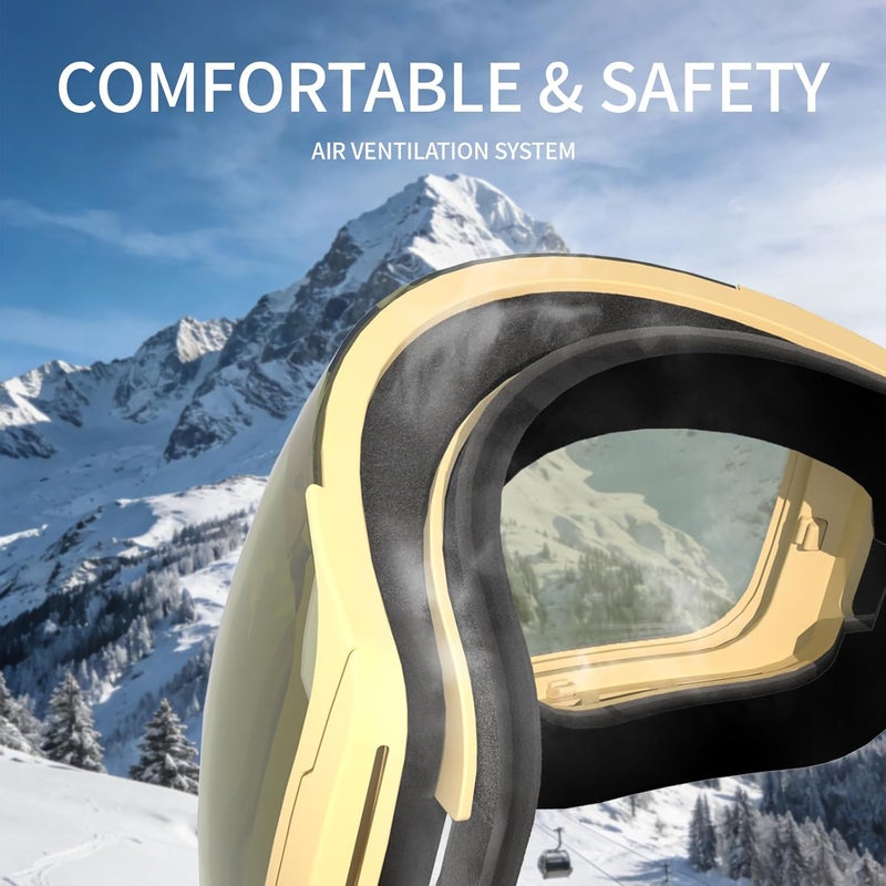 Veltuno Ski Goggles for Men Women Adult & Youth, OTG Snowboard Goggles Anti Fog, Snow Goggles UV Protection Wide Vision - Image 5